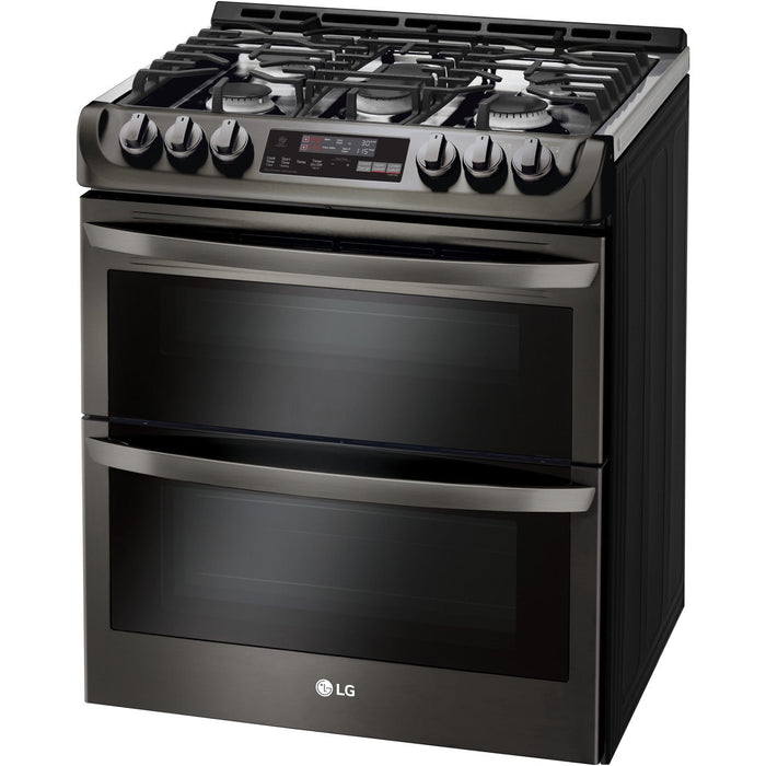 LG 30 in. Gas Range with 6.9-Cu. Ft. Double Oven and ProBake Convection, Black Stainless Steel