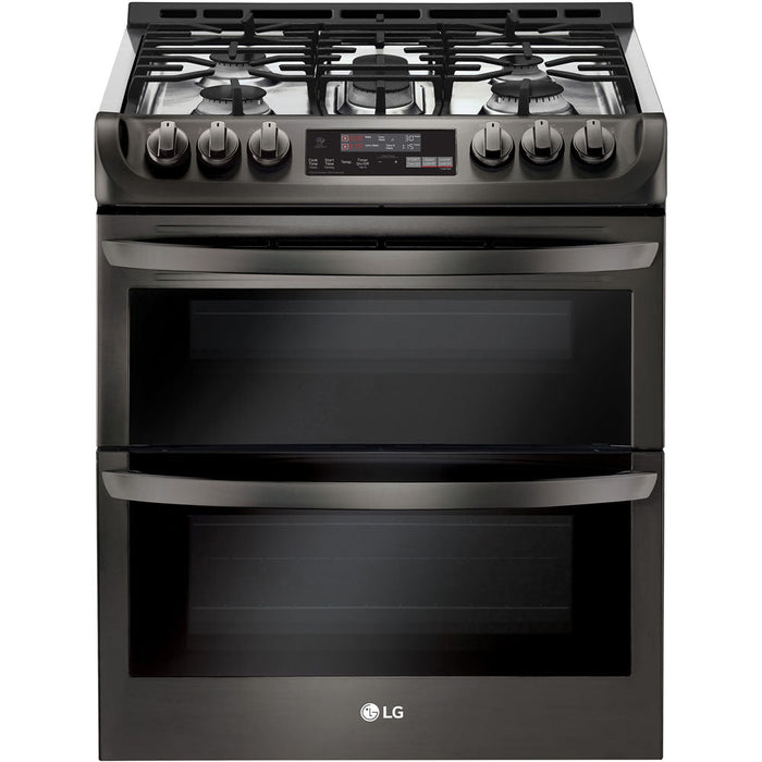 LG 30 in. Gas Range with 6.9-Cu. Ft. Double Oven and ProBake Convection, Black Stainless Steel