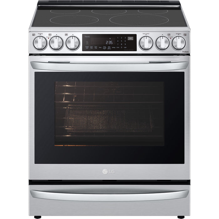 LG 30 in. Smart Wi-Fi Enabled Electric Slide-in Range with 6.3-Cu. Ft. ProBake Convection InstaView Oven and Air Fry in Stainless Steel