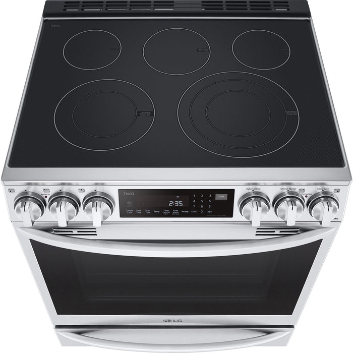 LG 30 in. Smart Wi-Fi Enabled Electric Slide-in Range with 6.3-Cu. Ft. ProBake Convection InstaView Oven and Air Fry in Stainless Steel