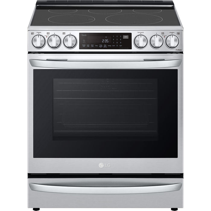 LG 30 in. Smart Wi-Fi Enabled Electric Slide-in Range with 6.3-Cu. Ft. ProBake Convection InstaView Oven and Air Fry in Stainless Steel