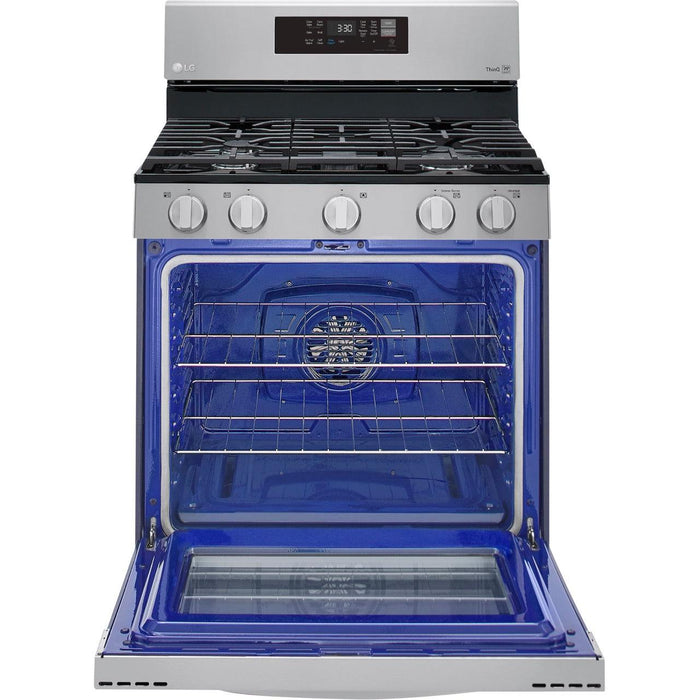 LG 30 in. 5.8-Cu. Ft. Gas Convection Smart Range with AirFry, Stainless Steel