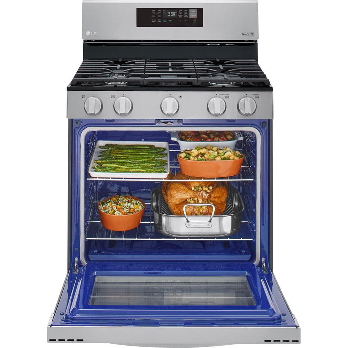 LG 30 in. 5.8-Cu. Ft. Gas Convection Smart Range with AirFry, Stainless Steel