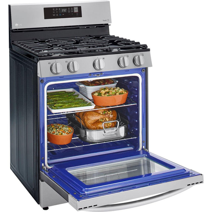 LG 30 in. 5.8-Cu. Ft. Gas Convection Smart Range with AirFry, Stainless Steel