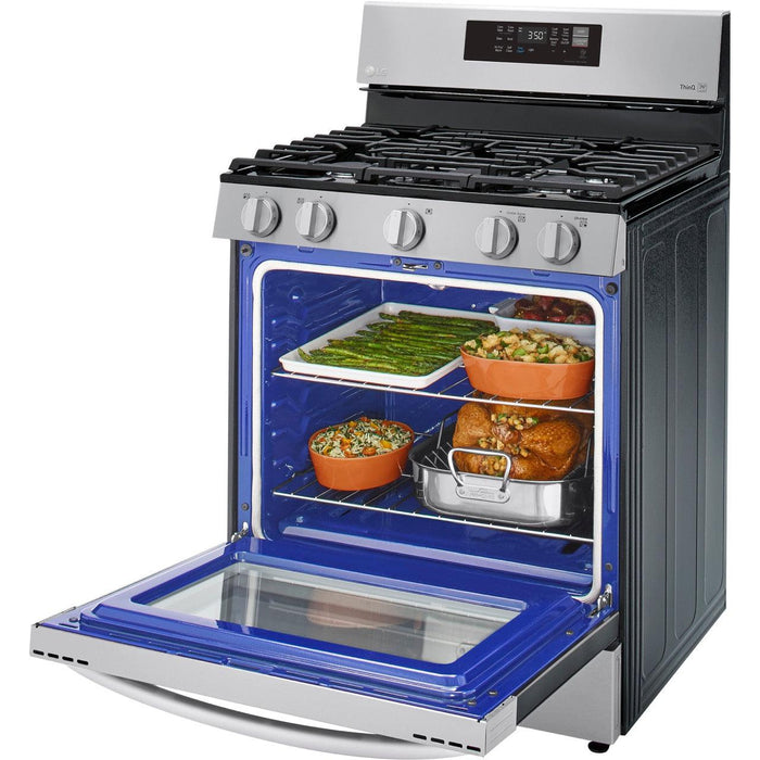 LG 30 in. 5.8-Cu. Ft. Gas Convection Smart Range with AirFry, Stainless Steel