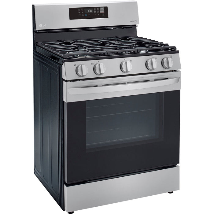 LG 30 in. 5.8-Cu. Ft. Gas Convection Smart Range with AirFry, Stainless Steel