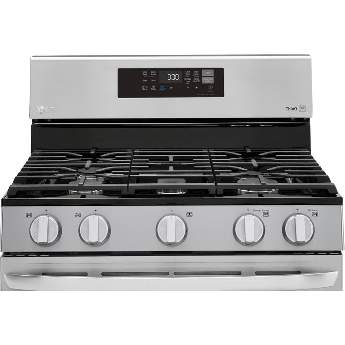 LG 30 in. 5.8-Cu. Ft. Gas Convection Smart Range with AirFry, Stainless Steel