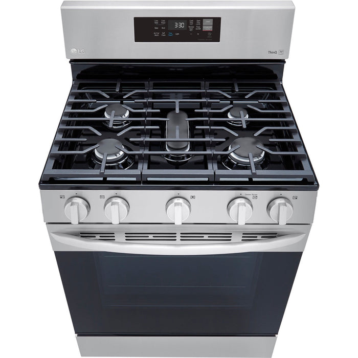 LG 30 in. 5.8-Cu. Ft. Gas Convection Smart Range with AirFry, Stainless Steel