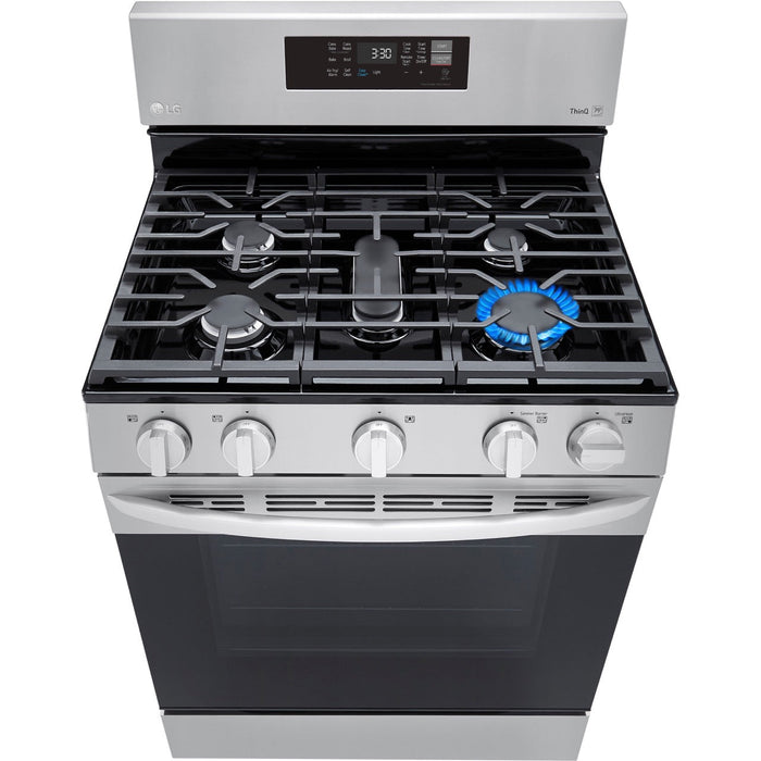 LG 30 in. 5.8-Cu. Ft. Gas Convection Smart Range with AirFry, Stainless Steel