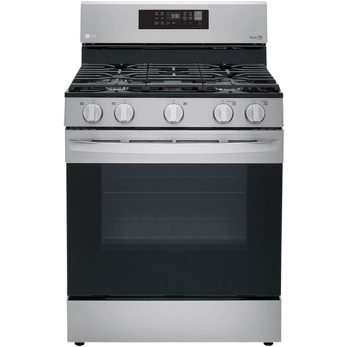 LG 30 in. 5.8-Cu. Ft. Gas Convection Smart Range with AirFry, Stainless Steel