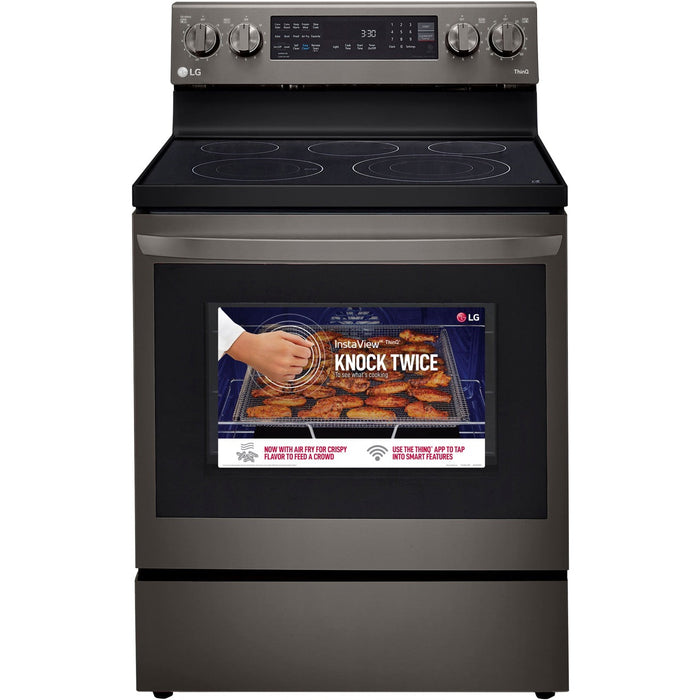 LG 30 in. 6.3-Cu. Ft. Electric Smart Range with EasyClean and AirFry Black Stainless Steel