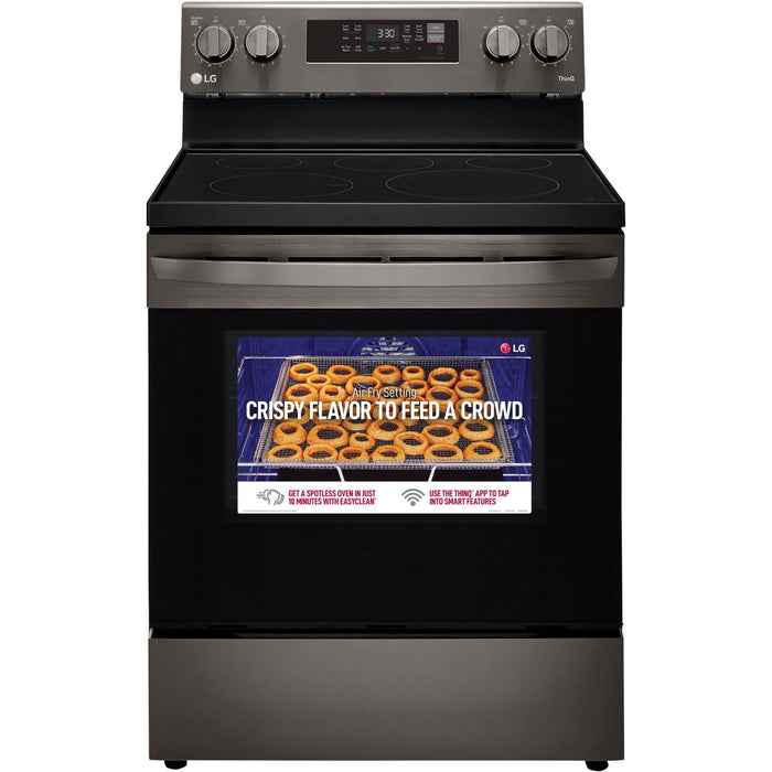 LG 30 in. 6.3-Cu. Ft. Electric Smart Range with EasyClean and AirFry Black Stainless Steel