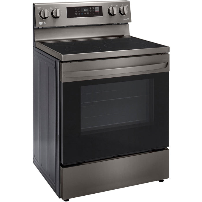 LG 30 in. 6.3-Cu. Ft. Electric Smart Range with EasyClean and AirFry Black Stainless Steel