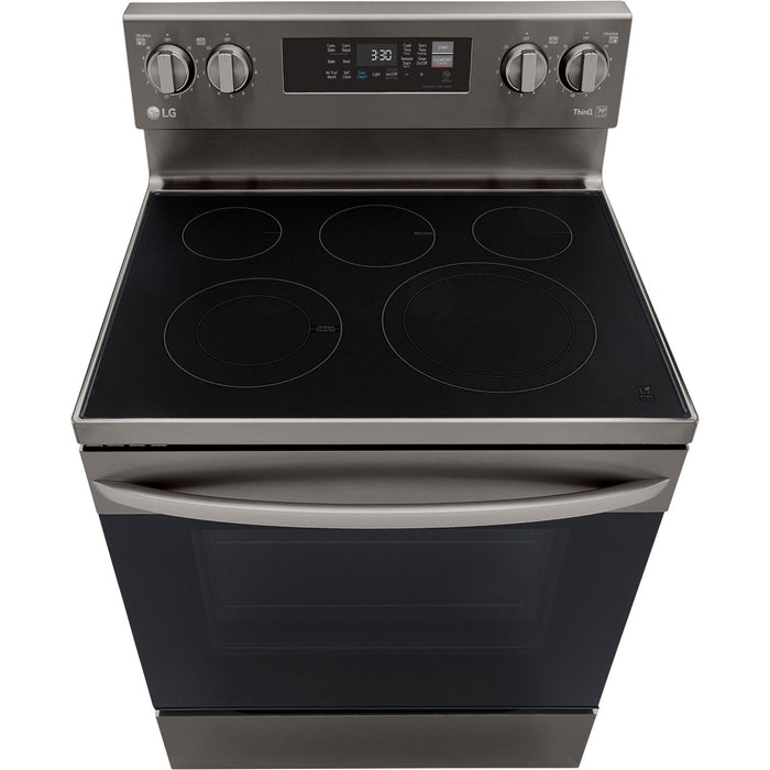 LG 30 in. 6.3-Cu. Ft. Electric Smart Range with EasyClean and AirFry Black Stainless Steel