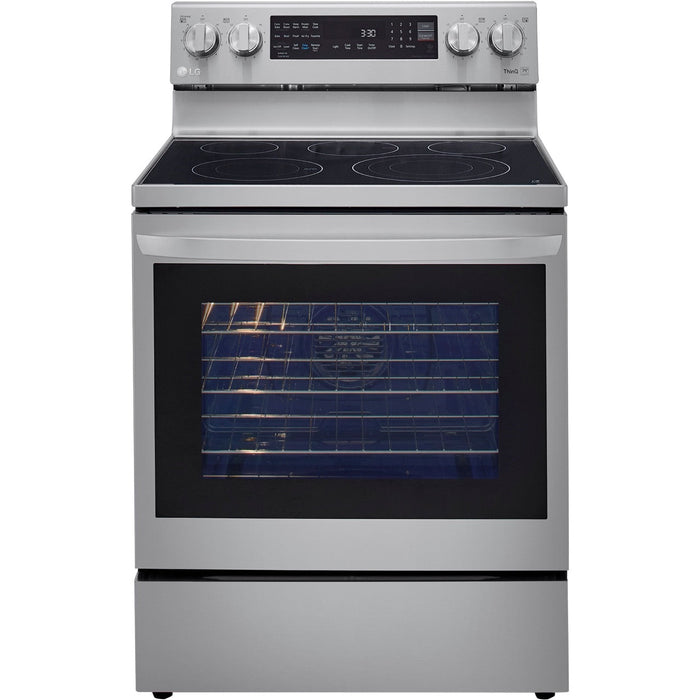 LG 30 in. 6.3-Cu. Ft. Electric Smart Range with InstaView and AirFry, Stainless Steel