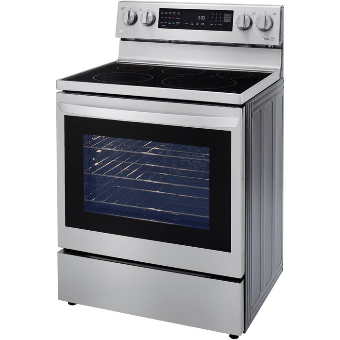 LG 30 in. 6.3-Cu. Ft. Electric Smart Range with InstaView and AirFry, Stainless Steel