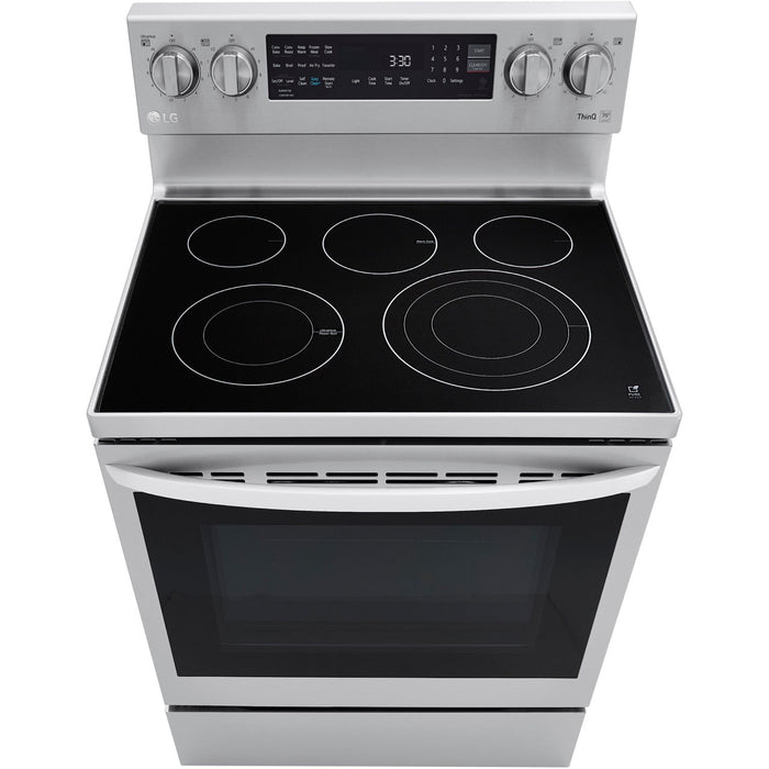 LG 30 in. 6.3-Cu. Ft. Electric Smart Range with InstaView and AirFry, Stainless Steel