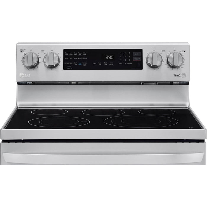 LG 30 in. 6.3-Cu. Ft. Electric Smart Range with InstaView and AirFry, Stainless Steel