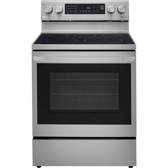 LG 30 in. 6.3-Cu. Ft. Electric Smart Range with InstaView and AirFry, Stainless Steel