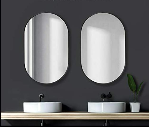 Design Element Vera 24" x 32" Oval Vanity Mirror with Metal Frame