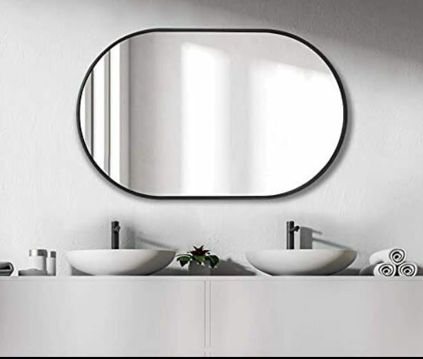 Design Element Vera 24" x 32" Oval Vanity Mirror with Metal Frame