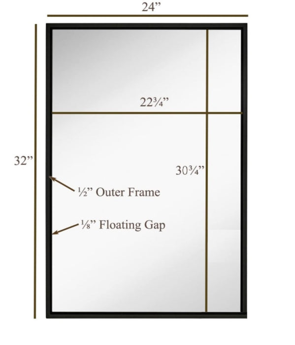 Design Element Vera 24" x 32" Rectangular Vanity Mirror with Modern Metal Frame