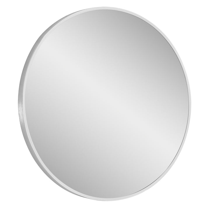 Design Element Vera 28" x 28" Round Vanity Mirror with Stainless Steel Frame