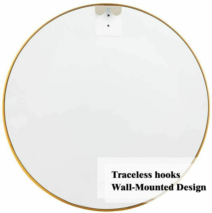 Design Element Vera 28" x 28" Round Vanity Mirror with Stainless Steel Frame