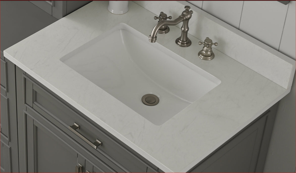 Milano 30" Single Sink Vanity with White Quartz Countertop