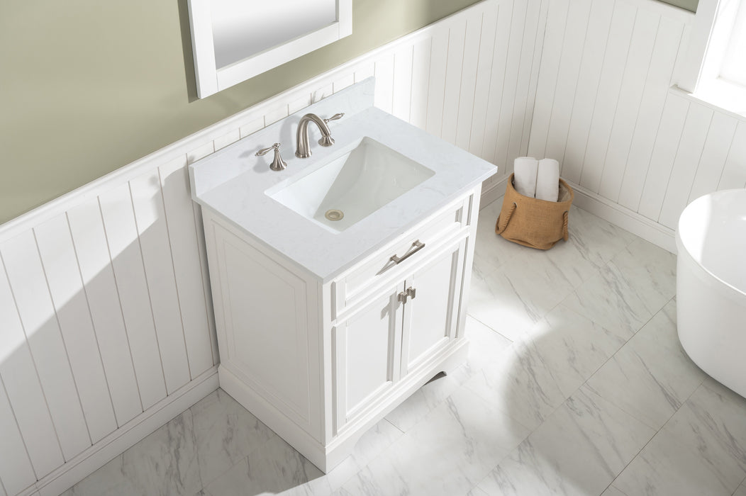 Milano 30" Single Sink Vanity with White Quartz Countertop