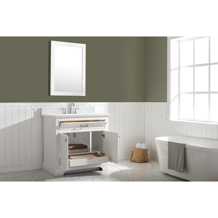 Milano 36" Single Sink Vanity with White Quartz Countertop