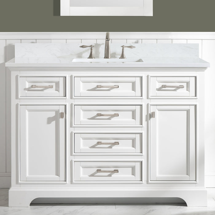 Milano 48" Single Sink Vanity with White Quartz Countertop