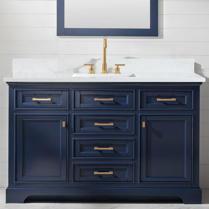 Milano 54" Single Sink Vanity with White Quartz Countertop