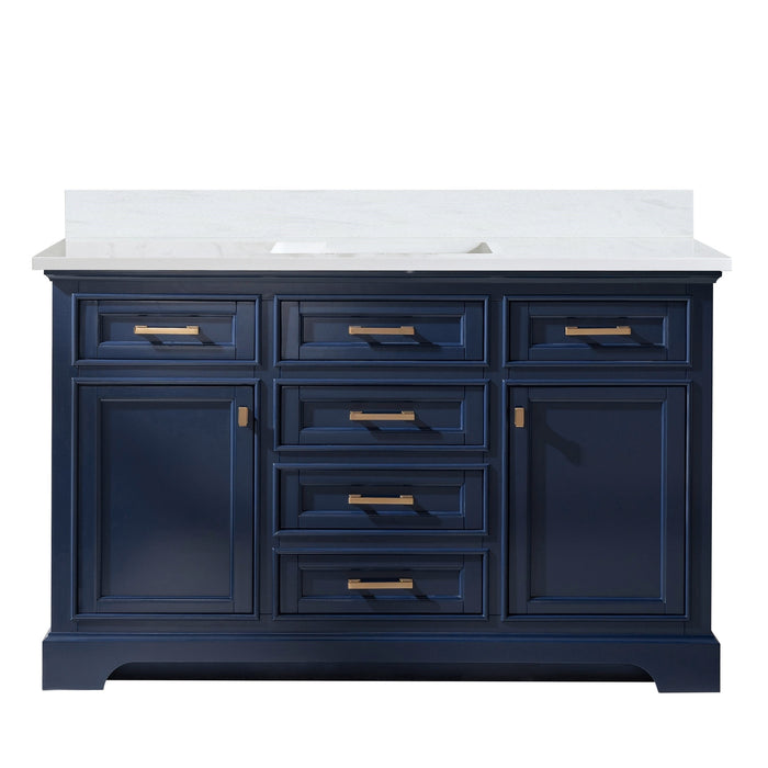 Milano 54" Single Sink Vanity with White Quartz Countertop