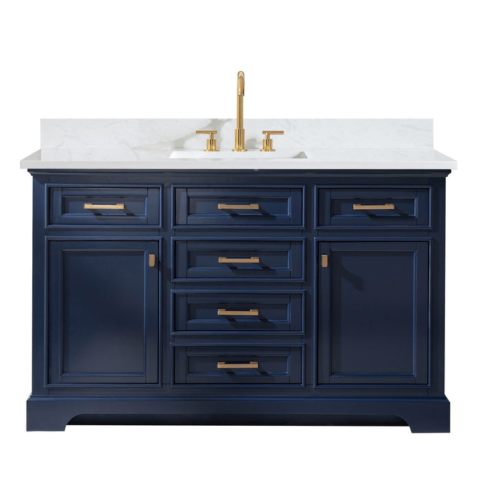 Milano 54" Single Sink Vanity with White Quartz Countertop