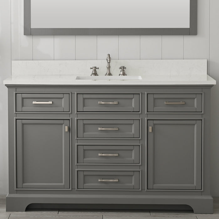 Milano 54" Single Sink Vanity with White Quartz Countertop