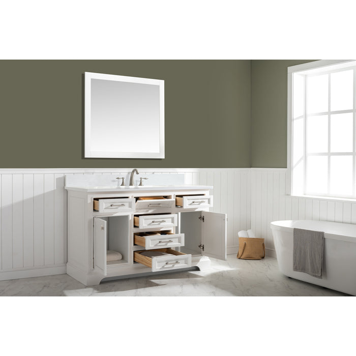 Milano 54" Single Sink Vanity with White Quartz Countertop