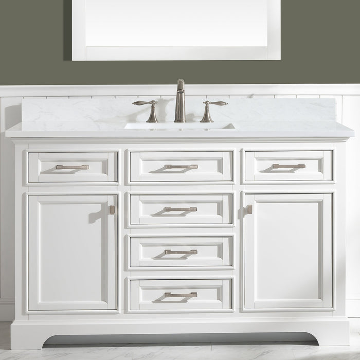 Milano 54" Single Sink Vanity with White Quartz Countertop