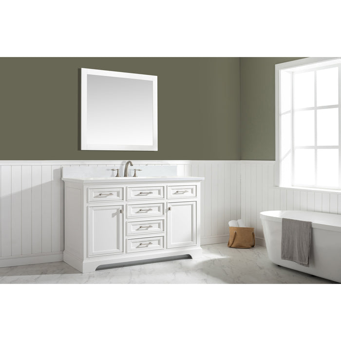 Milano 54" Single Sink Vanity with White Quartz Countertop