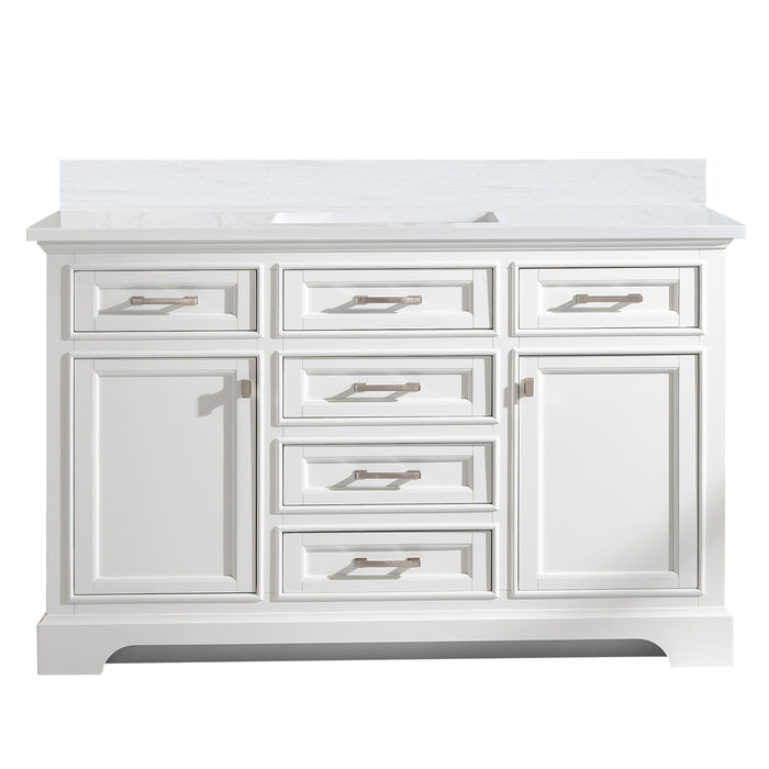 Milano 54" Single Sink Vanity with White Quartz Countertop