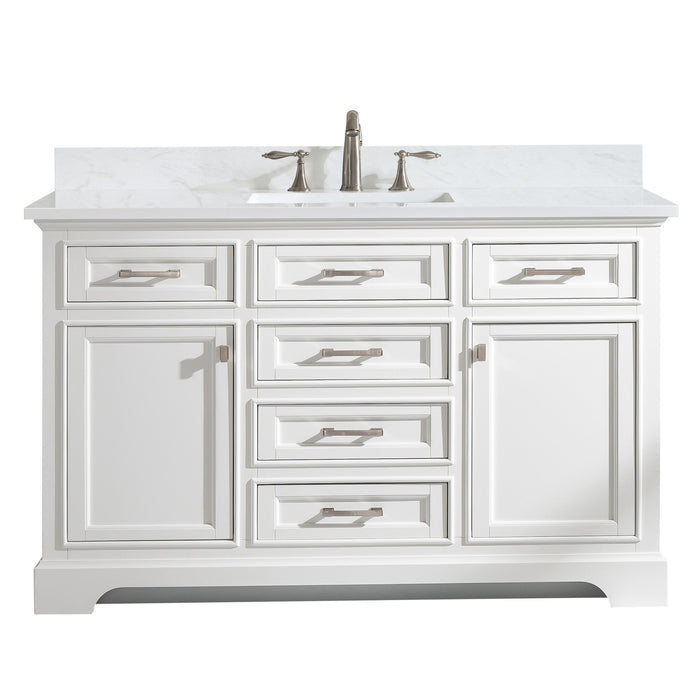 Milano 54" Single Sink Vanity with White Quartz Countertop