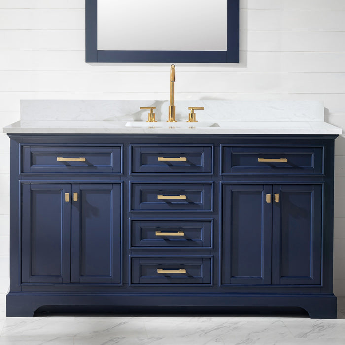 Milano 60" Single Sink Vanity with White Quartz Countertop