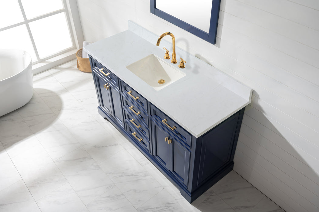 Milano 60" Single Sink Vanity with White Quartz Countertop