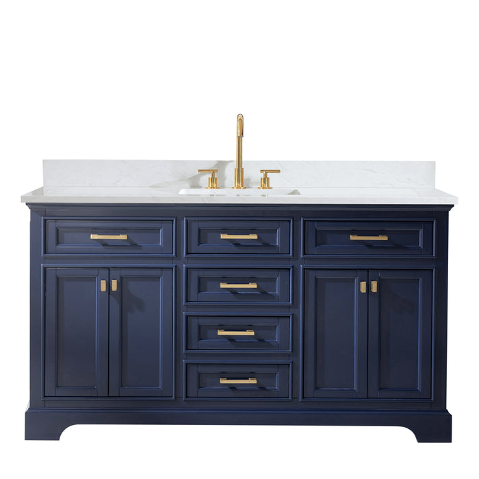 Milano 60" Single Sink Vanity with White Quartz Countertop