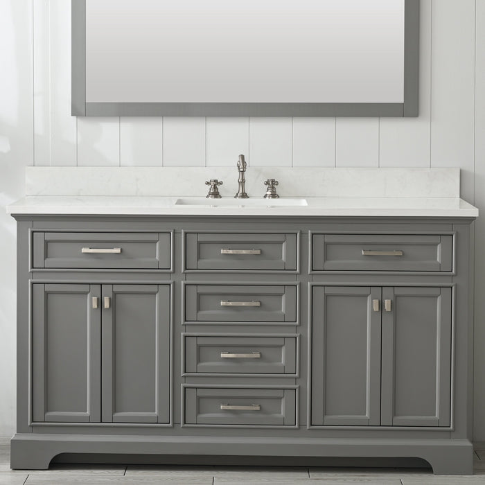 Milano 60" Single Sink Vanity with White Quartz Countertop