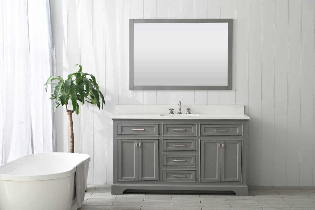 Milano 60" Single Sink Vanity with White Quartz Countertop