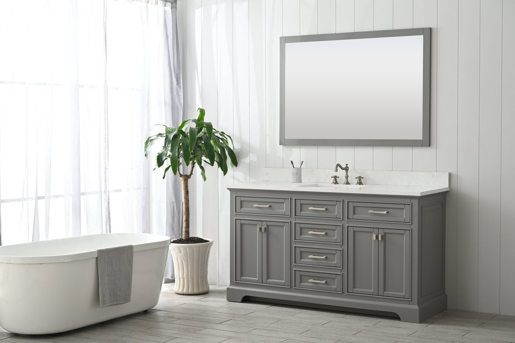 Milano 60" Single Sink Vanity with White Quartz Countertop