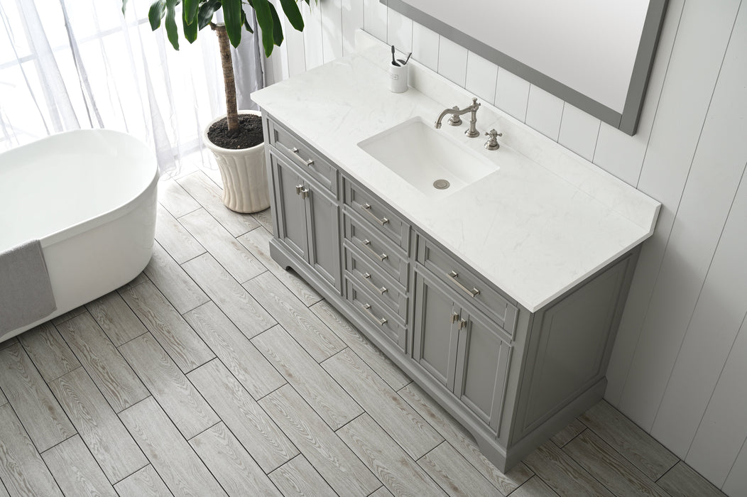 Milano 60" Single Sink Vanity with White Quartz Countertop