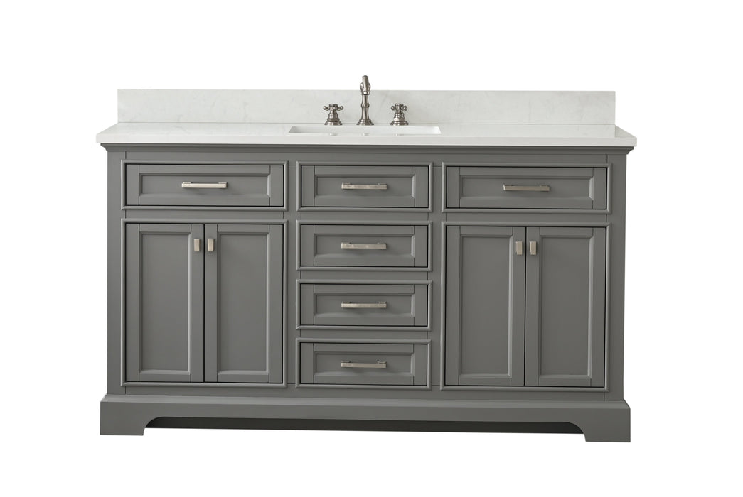 Milano 60" Single Sink Vanity with White Quartz Countertop