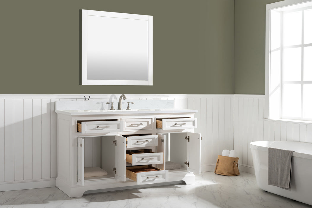 Milano 60" Single Sink Vanity with White Quartz Countertop